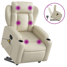 vidaXL krémszínű műbőr dönthető masszázs- és állófotel (3204552) masszázsfotel