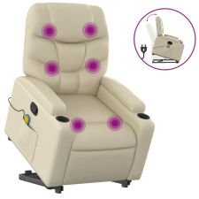 vidaXL krémszínű műbőr dönthető masszázs- és állófotel (3204666) masszázsfotel