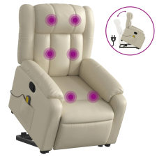 vidaXL krémszínű műbőr dönthető masszázs- és állófotel (3205272) masszázsfotel