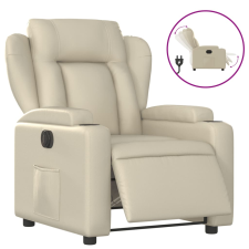 vidaXL krémszínű műbőr elektromos dönthető fotel (3204531) bútor