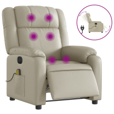 vidaXL krémszínű műbőr elektromos dönthető masszázsfotel (3205144) masszázsfotel
