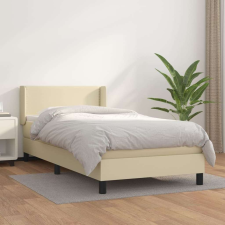 vidaXL krémszínű műbőr rugós ágy matraccal 100 x 200 cm ágy és ágykellék