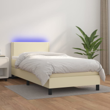vidaXL krémszínű műbőr rugós ágy matraccal és LED-del 100x200 cm ágy és ágykellék