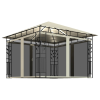vidaXL krémszínű pavilon szúnyoghálóval/fényfüzérrel 3x3x2,73m 180g/m²