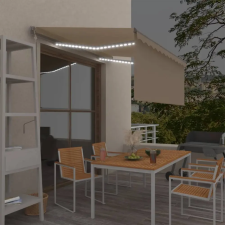 vidaXL krémszínű redőnyös, szélérzékelős, LED-es napellenző 3,5x2,5 m kerti bútor