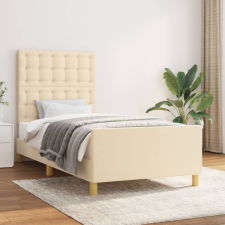 vidaXL Krémszínű szövet ágykeret fejtámlával 90 x 190 cm ágy és ágykellék