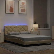 vidaXL krémszínű szövet ágykeret LED-ekkel matrac nélkül 120x200 cm ágy és ágykellék