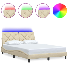 vidaXL krémszínű szövet ágykeret LED-ekkel matrac nélkül 120x200 cm (3310662) ágy és ágykellék
