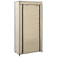 vidaXL krémszínű szövet cipőszekrény borítóval 58 x 28 x 106 cm kerti bútor