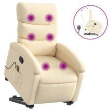vidaXL krémszínű szövet felállást segítő dönthető masszázsfotel (3203999) masszázsfotel