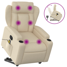 vidaXL krémszínű szövet felállást segítő dönthető masszázsfotel (3204503) masszázsfotel