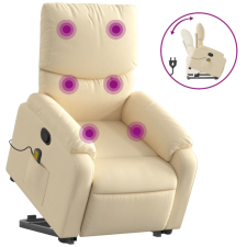 vidaXL krémszínű szövet felállást segítő dönthető masszázsfotel (3204845) masszázsfotel