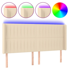 vidaXL krémszínű szövet LED-es fejtámla 203x16x118/128 cm (3124313) ágy és ágykellék