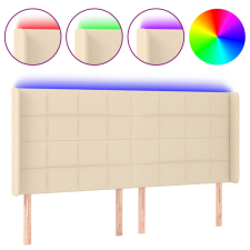 vidaXL krémszínű szövet LED-es fejtámla szárnyakkal 163x16x118/128 cm (3124059) ágy és ágykellék