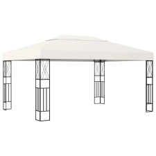 vidaXL krémszínű szövet pavilon LED fényfüzérrel 3 x 4 m kerti bútor