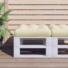 vidaXL Krémszínű szövet raklappárna 60 x 60 x 12 cm lakástextília