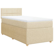vidaXL krémszínű szövet rugós ágy matraccal 100 x 200 cm (3287372) ágy és ágykellék