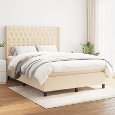 vidaXL krémszínű szövet rugós ágy matraccal 140 x 190 cm ágy és ágykellék