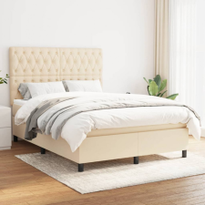 vidaXL krémszínű szövet rugós ágy matraccal 140 x 190 cm ágy és ágykellék