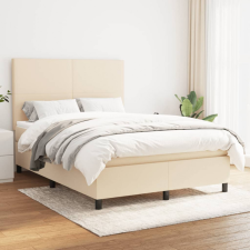 vidaXL krémszínű szövet rugós ágy matraccal 140 x 190 cm ágy és ágykellék