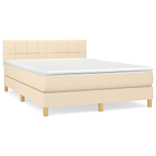 vidaXL krémszínű szövet rugós ágy matraccal 140 x 190 cm (3140614) ágy és ágykellék