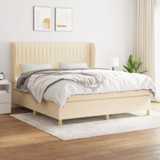 vidaXL Krémszínű szövet rugós ágy matraccal 160 x 200 cm ágy és ágykellék