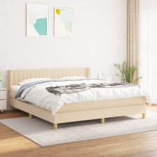 vidaXL Krémszínű szövet rugós ágy matraccal 180 x 200 cm ágy és ágykellék