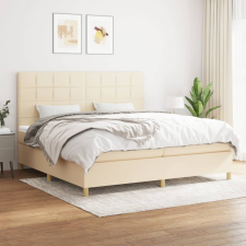 vidaXL krémszínű szövet rugós ágy matraccal 200 x 200 cm ágy és ágykellék