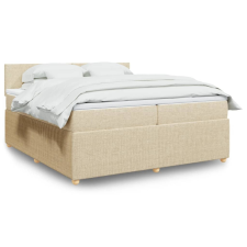 vidaXL krémszínű szövet rugós ágy matraccal 200 x 200 cm ágy és ágykellék