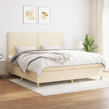 vidaXL krémszínű szövet rugós ágy matraccal 200 x 200 cm ágy és ágykellék