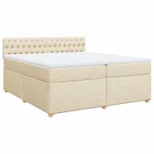 vidaXL krémszínű szövet rugós ágy matraccal 200 x 200 cm (3286799) ágy és ágykellék