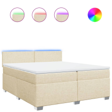 vidaXL krémszínű szövet rugós ágy matraccal 200 x 200 cm (3288293) ágy és ágykellék