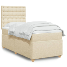 vidaXL krémszínű szövet rugós ágy matraccal 90 x 200 cm ágy és ágykellék