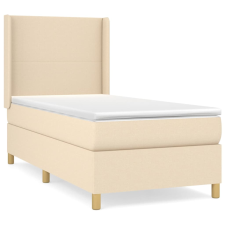 vidaXL krémszínű szövet rugós ágy matraccal 90 x 200 cm (3131806) ágy és ágykellék