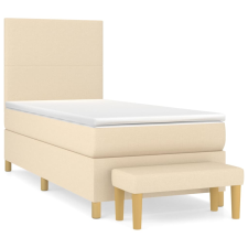 vidaXL krémszínű szövet rugós ágy matraccal 90 x 200 cm (3136970) ágy és ágykellék
