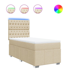 vidaXL krémszínű szövet rugós ágy matraccal 90 x 200 cm (3293863) ágy és ágykellék