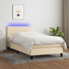 vidaXL krémszínű szövet rugós és LED-es ágy matraccal 100x200 cm