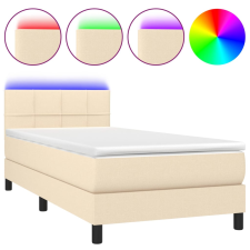 vidaXL krémszínű szövet rugós és LED-es ágy matraccal 100x200 cm (3133138) ágy és ágykellék