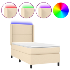 vidaXL krémszínű szövet rugós és LED-es ágy matraccal 100x200 cm (3138218) ágy és ágykellék