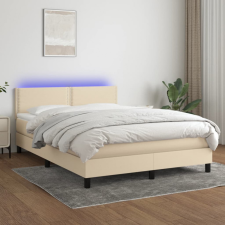 vidaXL krémszínű szövet rugós és LED-es ágy matraccal 140x200 cm ágy és ágykellék