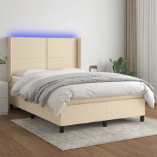 vidaXL krémszínű szövet rugós és LED-es ágy matraccal 140x200 cm ágy és ágykellék