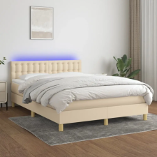 vidaXL krémszínű szövet rugós és LED-es ágy matraccal 140x200 cm ágy és ágykellék