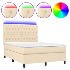 vidaXL krémszínű szövet rugós és LED-es ágy matraccal 140x200 cm (3135122) ágy és ágykellék