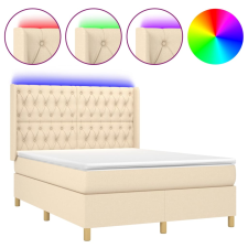 vidaXL krémszínű szövet rugós és LED-es ágy matraccal 140x200 cm (3139122) ágy és ágykellék