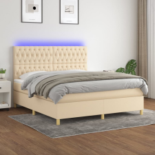 vidaXL krémszínű szövet rugós és LED-es ágy matraccal 160x200 cm ágy és ágykellék