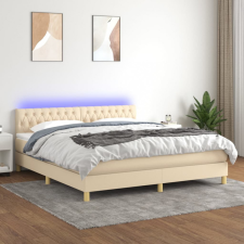 vidaXL Krémszínű szövet rugós és LED-es ágy matraccal 160x200 cm ágy és ágykellék