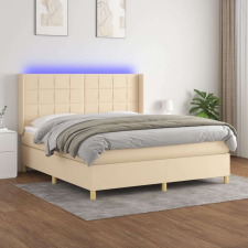 vidaXL krémszínű szövet rugós és LED-es ágy matraccal 160x200 cm ágy és ágykellék