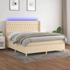 vidaXL krémszínű szövet rugós és LED-es ágy matraccal 160x200 cm ágy és ágykellék