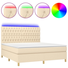 vidaXL krémszínű szövet rugós és LED-es ágy matraccal 180 x 200 cm (3135698) ágy és ágykellék