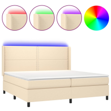vidaXL krémszínű szövet rugós és LED-es ágy matraccal 200 x 200 cm ágy és ágykellék